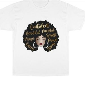 NWOT WOMENS LARGE TRUE TO SIZE CONFIDENT AFRO GRAPHIC TEE SOFT LIGHTWEIG…